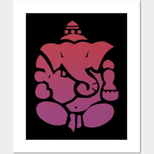 Red Abstract Lord Ganesha Destroyer of Obstacles Posters and Art